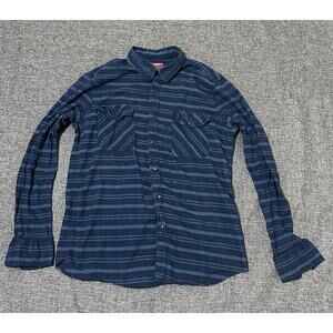Arizona Jean Size Large Blue Striped Button Down Long Sleeve Shirt